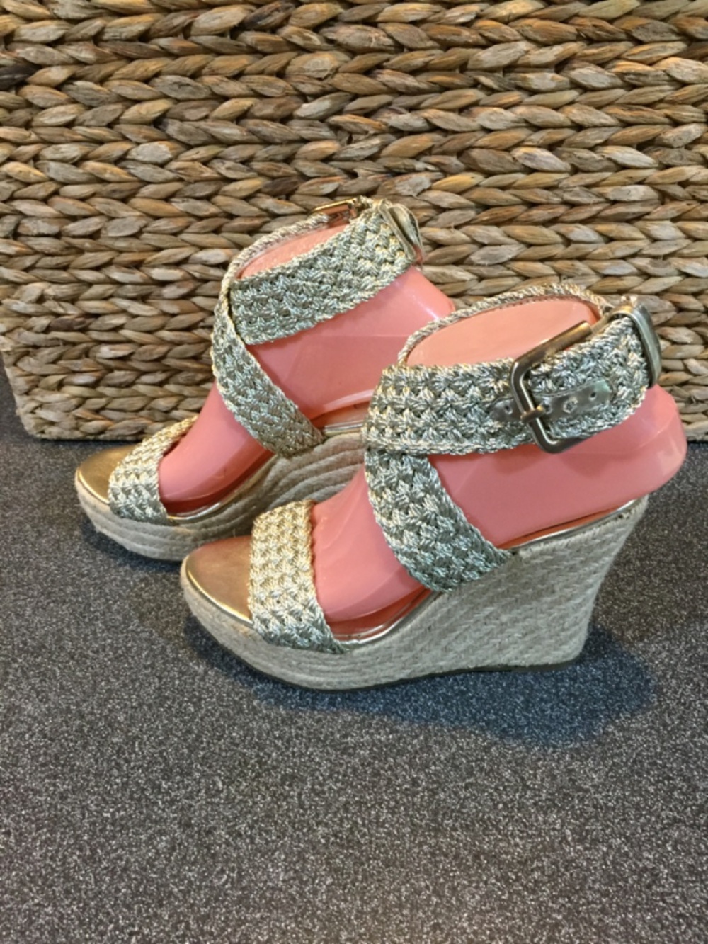 Jessica Simpson Gold Braided Espadrille Wedge Sandals - Picture 6 of 11